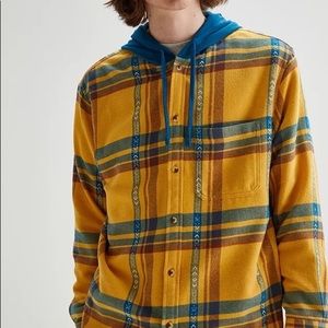 Urban Outfitters Without Walls Plaid Hooded Button Up Flannel